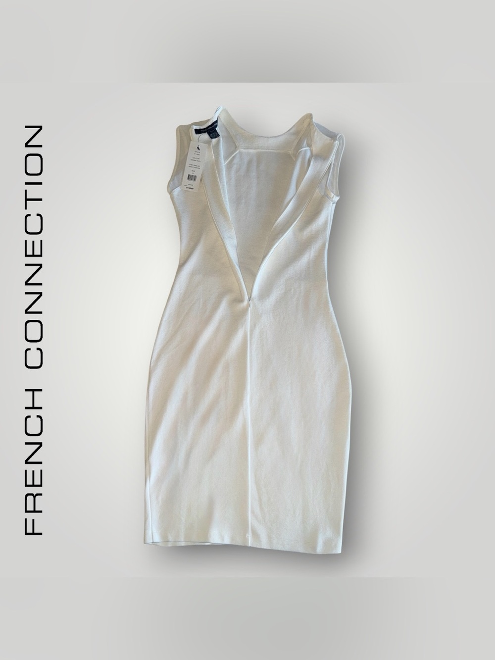 🛍️SALE🛍️ French Connection Viven Mesh Panel Midi Dress - Summer White - Picture 4 of 7
